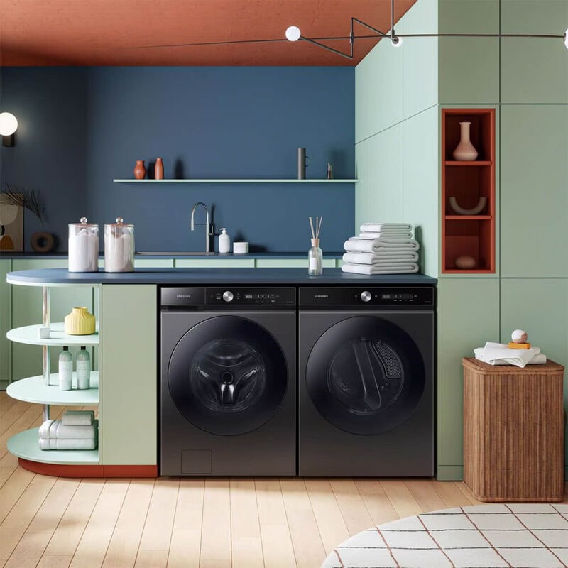 samsung washer and dryer in a laundry room