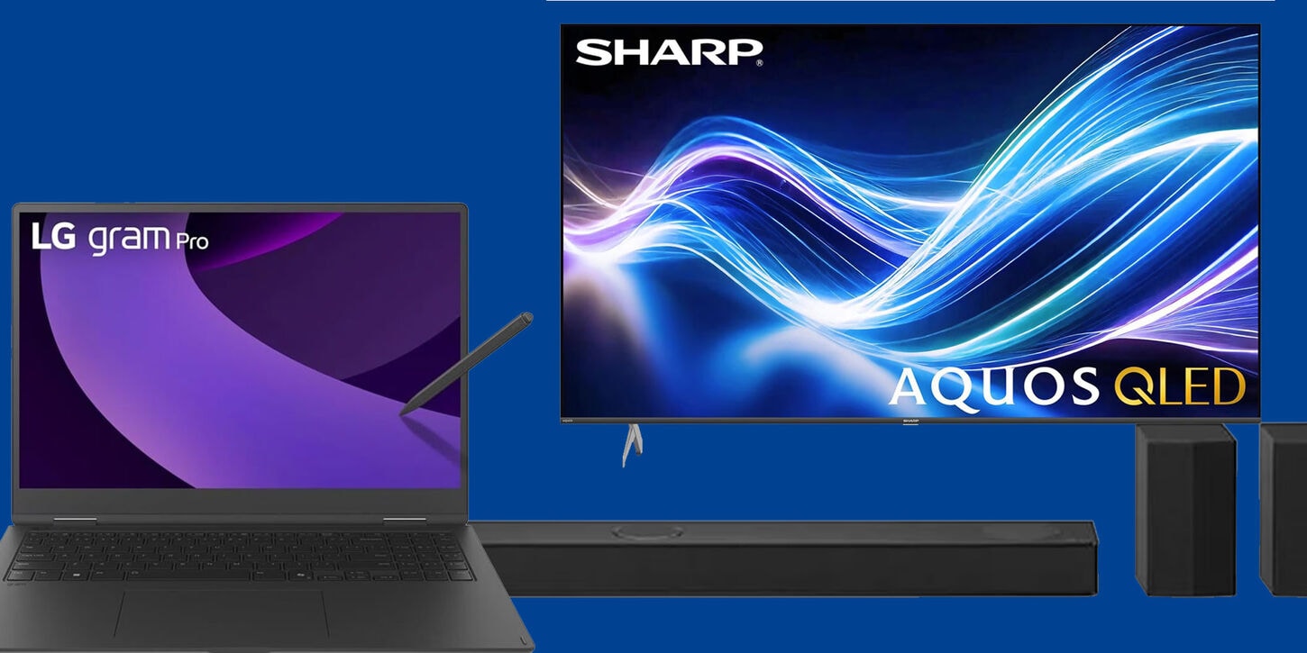 Collection of TV, LG laptop, home audio