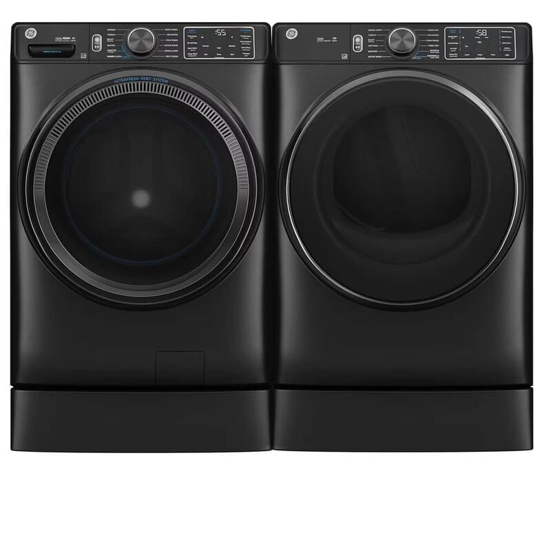 GE laundry pair in black side by side