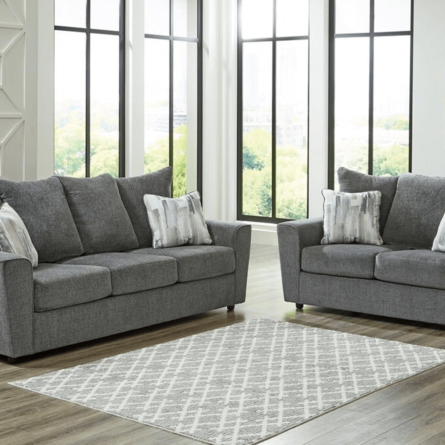 Ashley Stairatt Stationary Sofa and Loveseat Set in Gravel