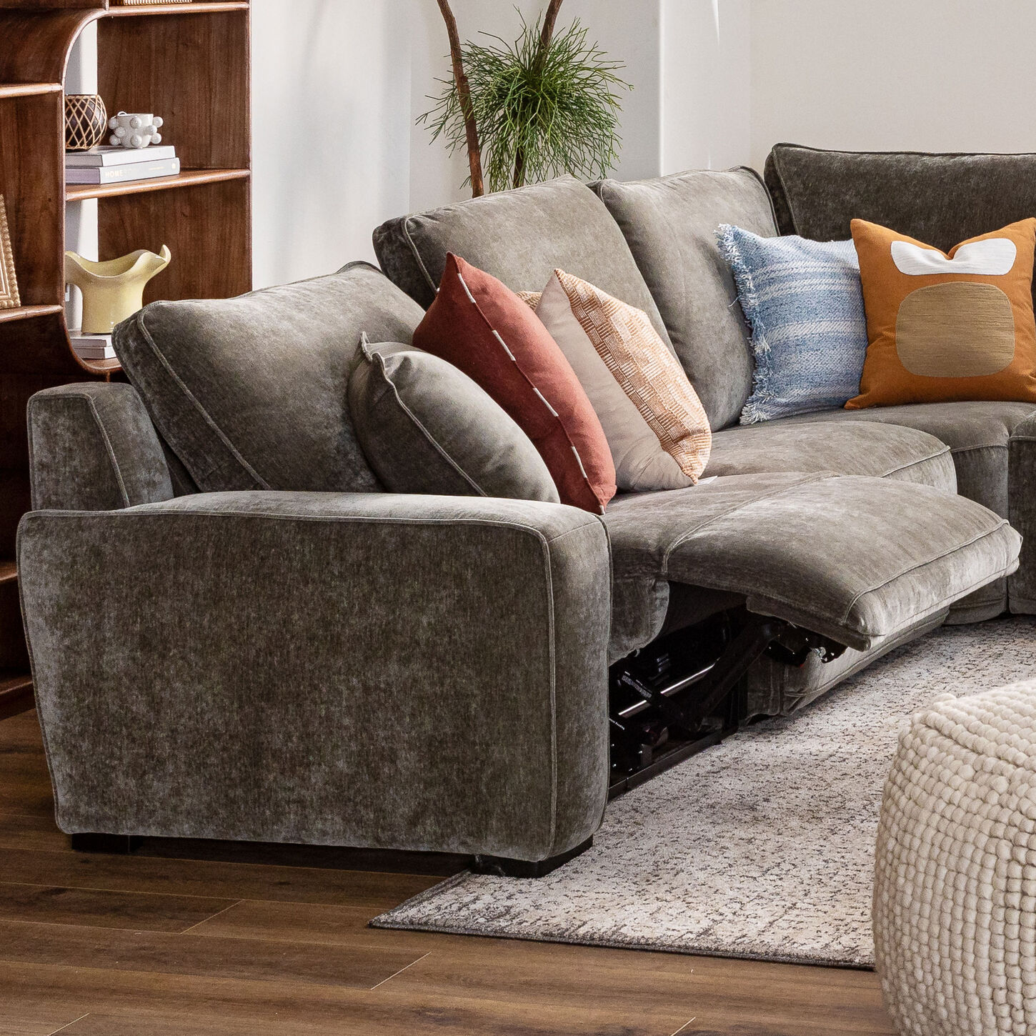 Reclining sectional in green