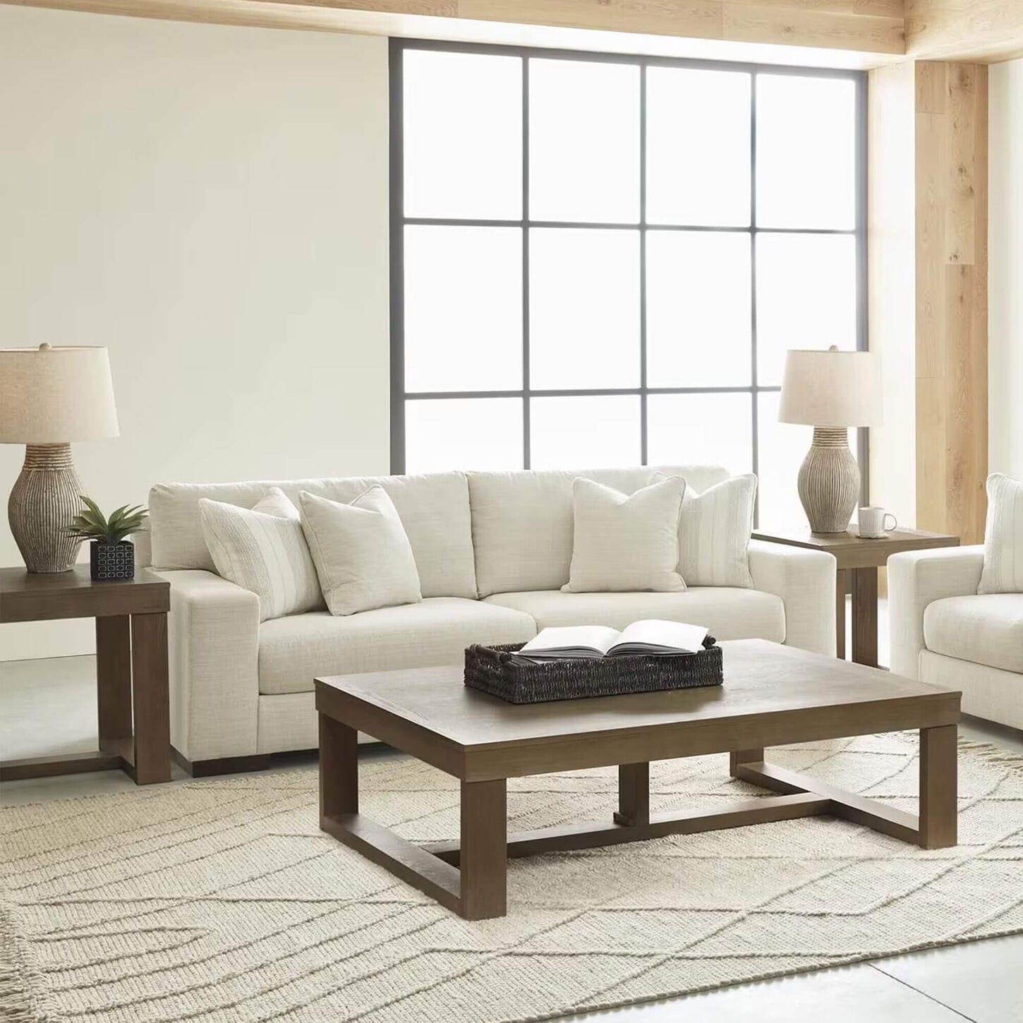 Ashley Maggie Stationary Sofa in Birch