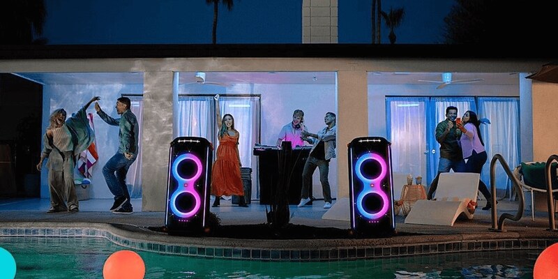 JBL PartyBox 710 poolside at a party 