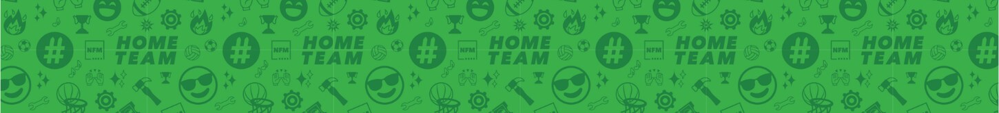 home team banner in green with emojis