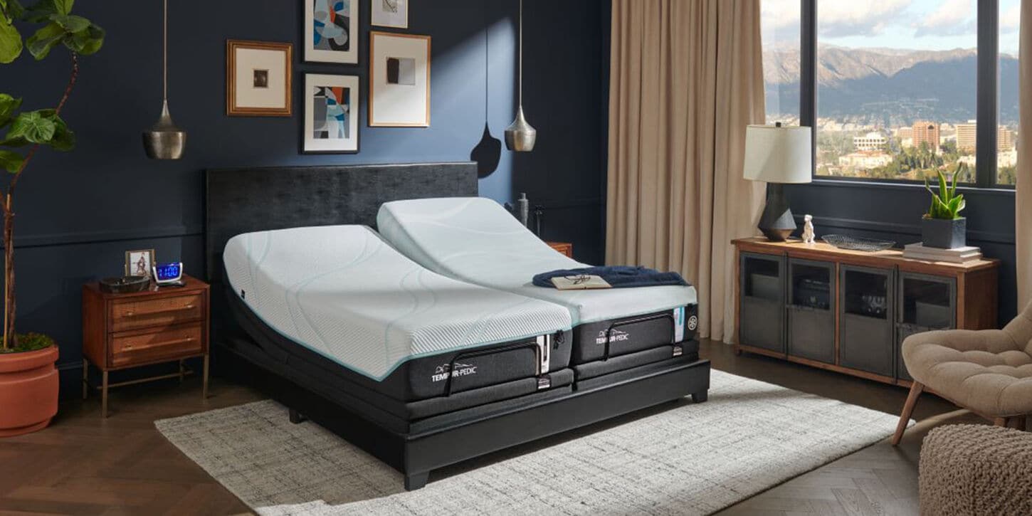 tempur mattress in bedroom with adjustable base