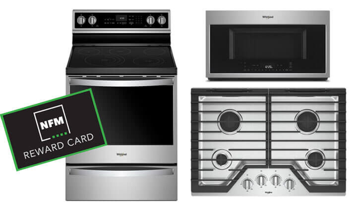Whirlpool Freestanding Electric Range with Gas Cooktop and Over the Range Microwave