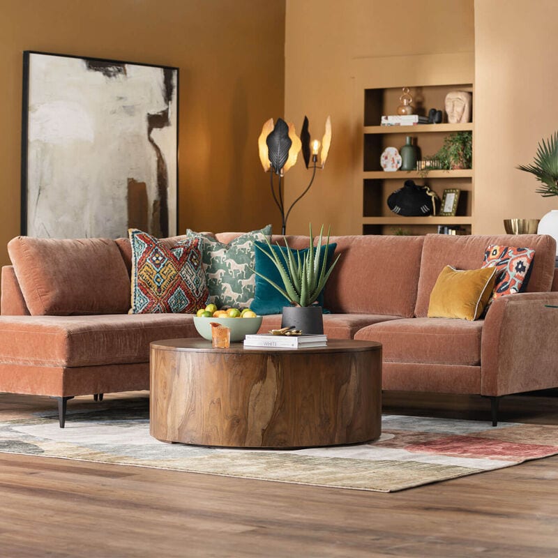 Living room sectional with coffee table