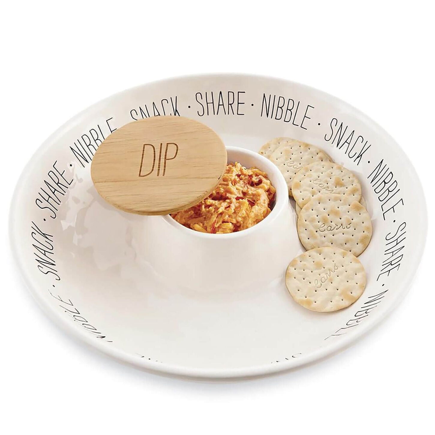 PA dip bowl and plate with words around the edge. 