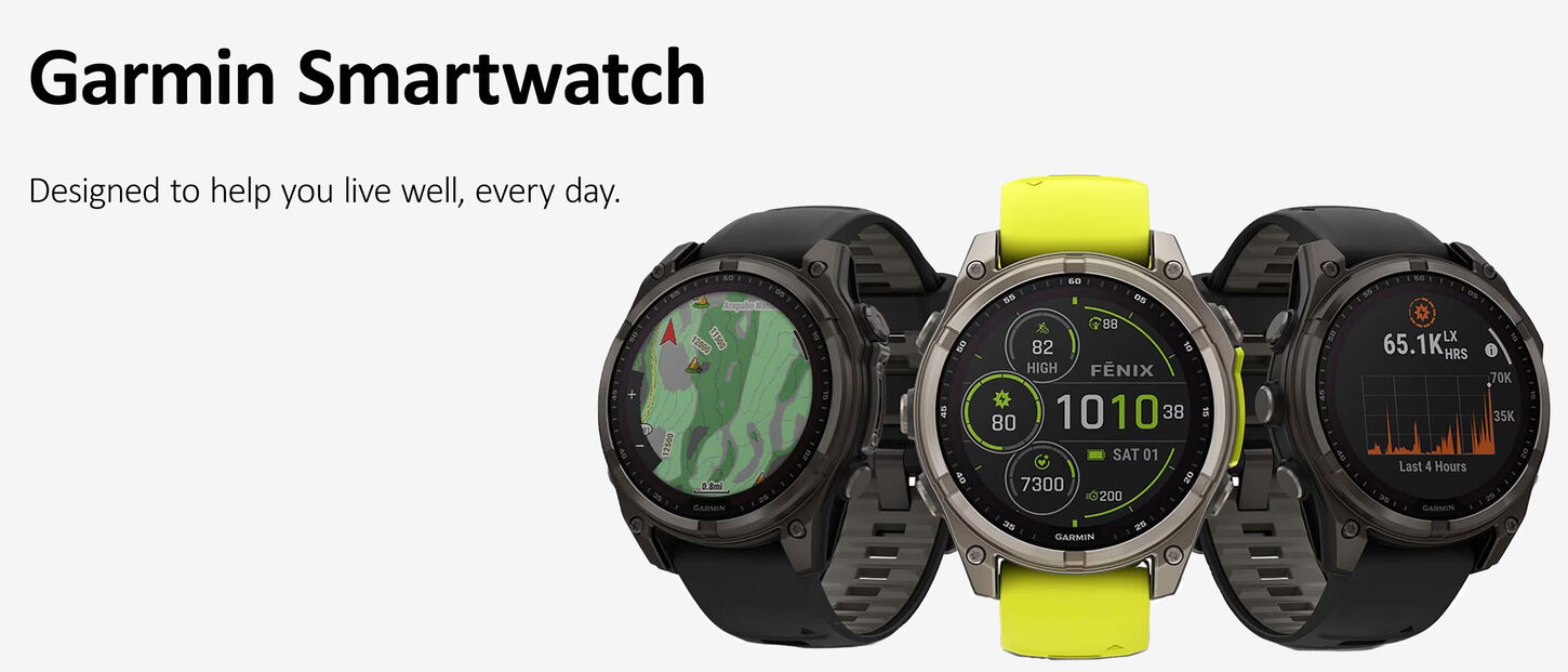 Garmin Fenix 8 Sapphire Solar Smartwatch 47mm Carbon Gray DLC Titanium Case with Black and Pebble Gray Silicone Band