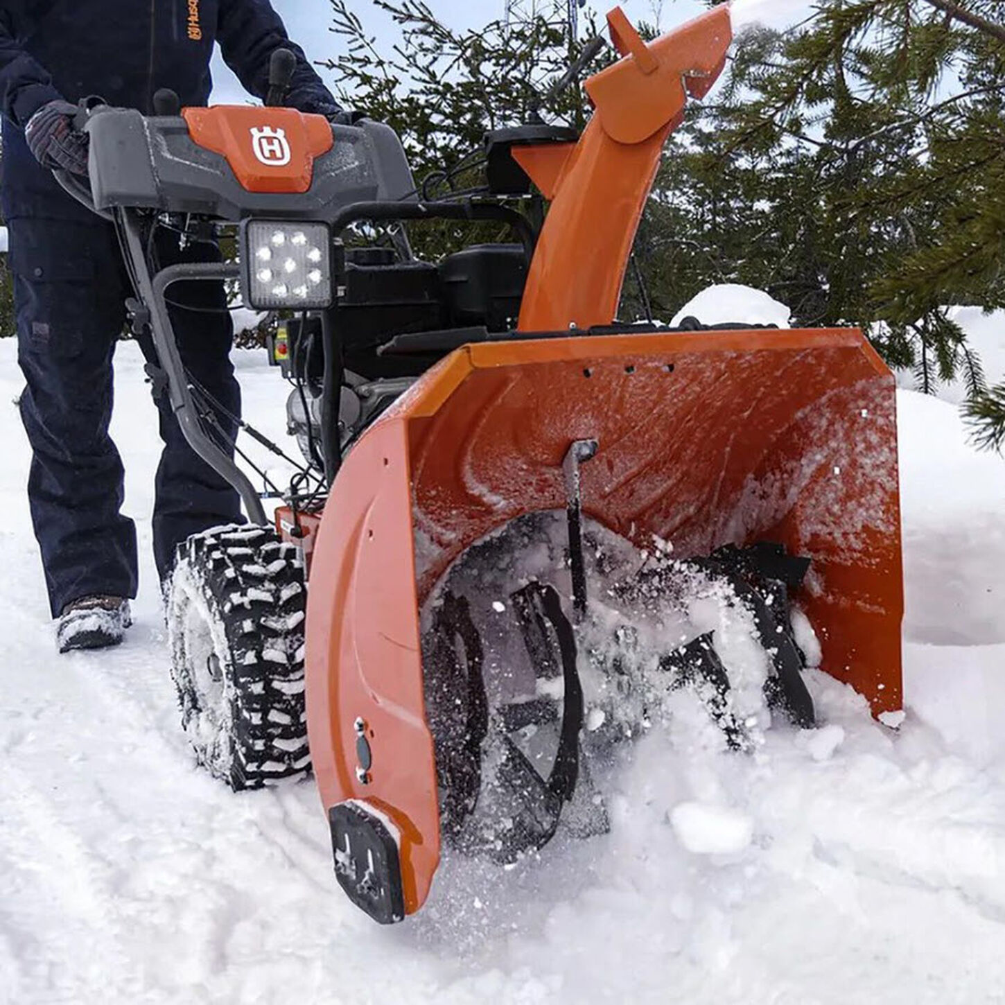 snow blower in winter