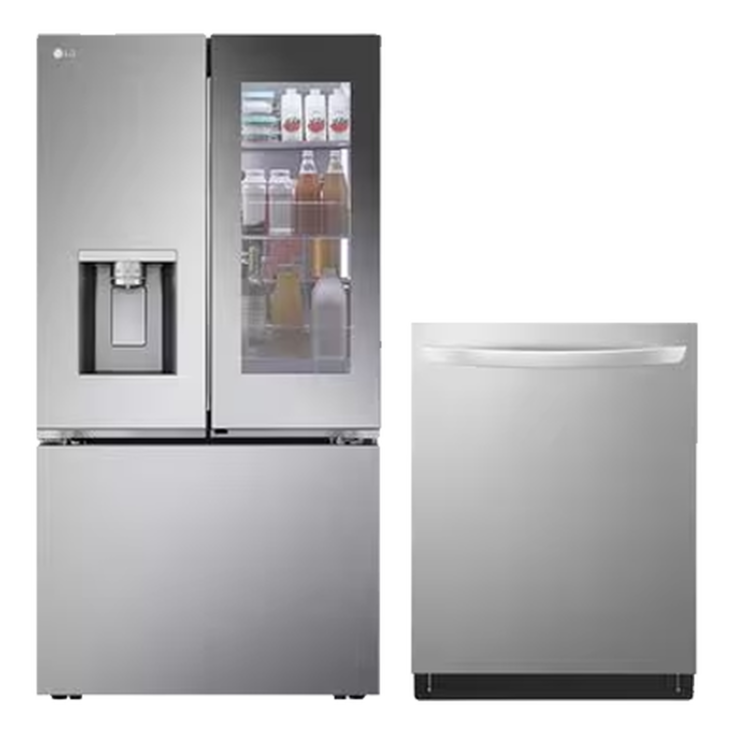 LG Refrigerator and Dishwasher in Stainless Steel