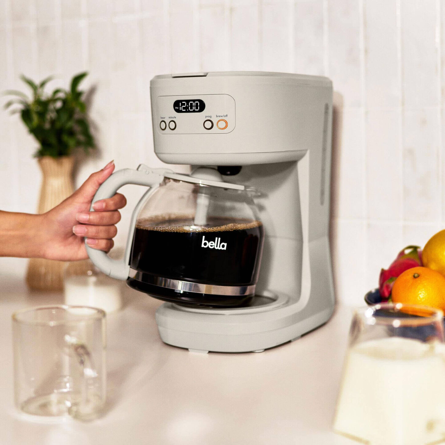 Bella 12-Cup Programmable Coffee Maker in Oatmilk