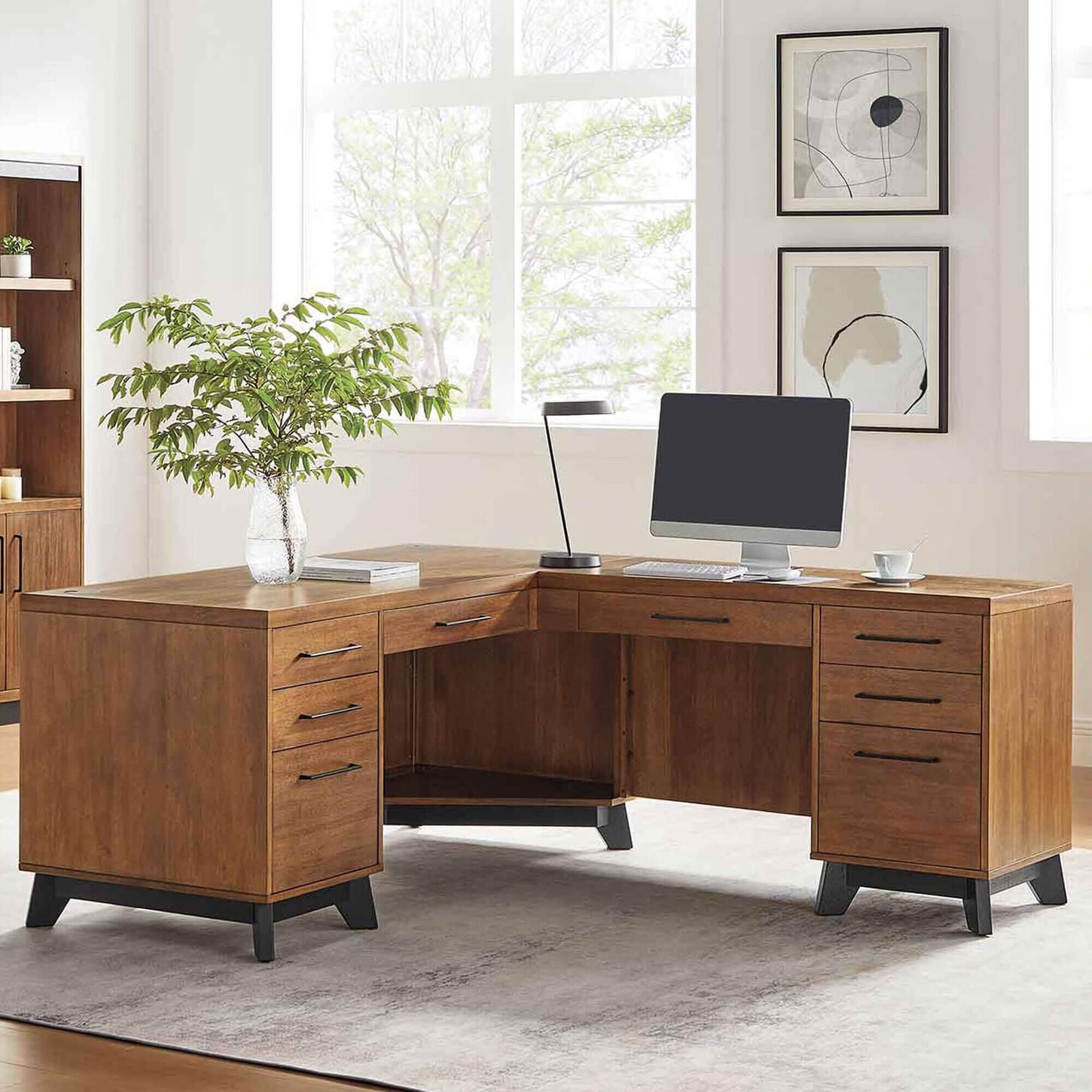 Wycliff Bay Pedestal L-Desk