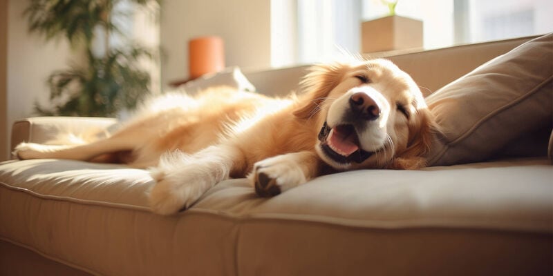 Dog Laying on Sofa