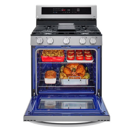 Whirlpool 6.0 Cu. Ft. Gas Double Oven Range with Center Oval Burner in  Stainless Steel