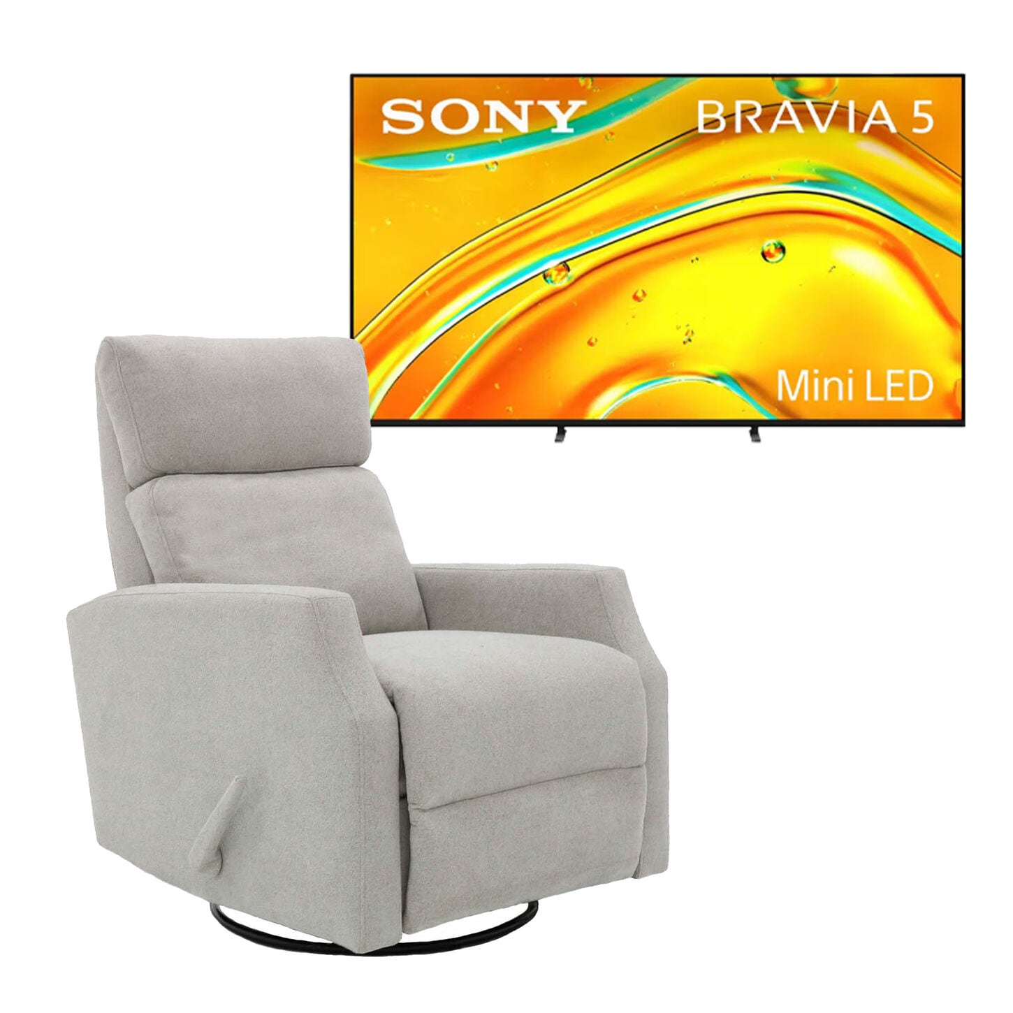 Big screen TV and recliner