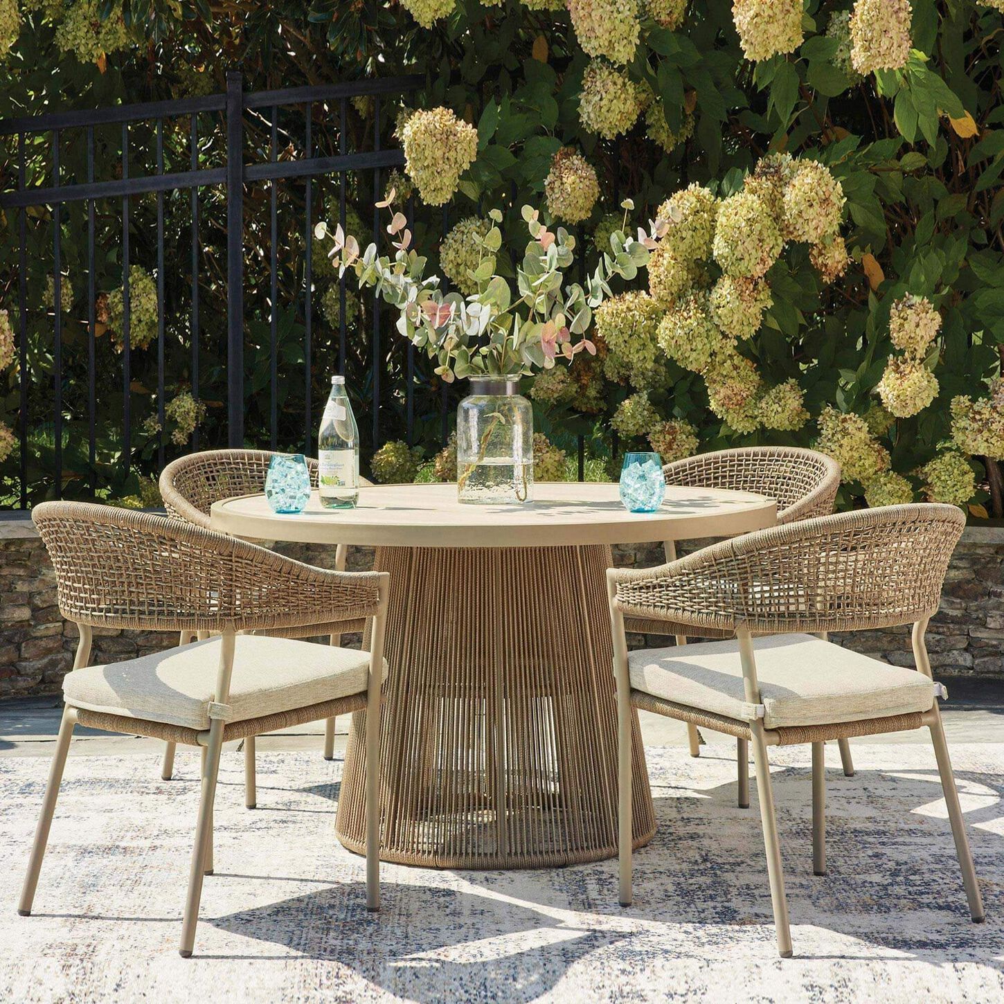 Ashley Orchard Beach 5-Piece Outdoor Dining Set in Beige