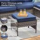 Hearth and Haven Patio Wicker Ottoman with Widened Armrest in Blue (Set of 2), , large