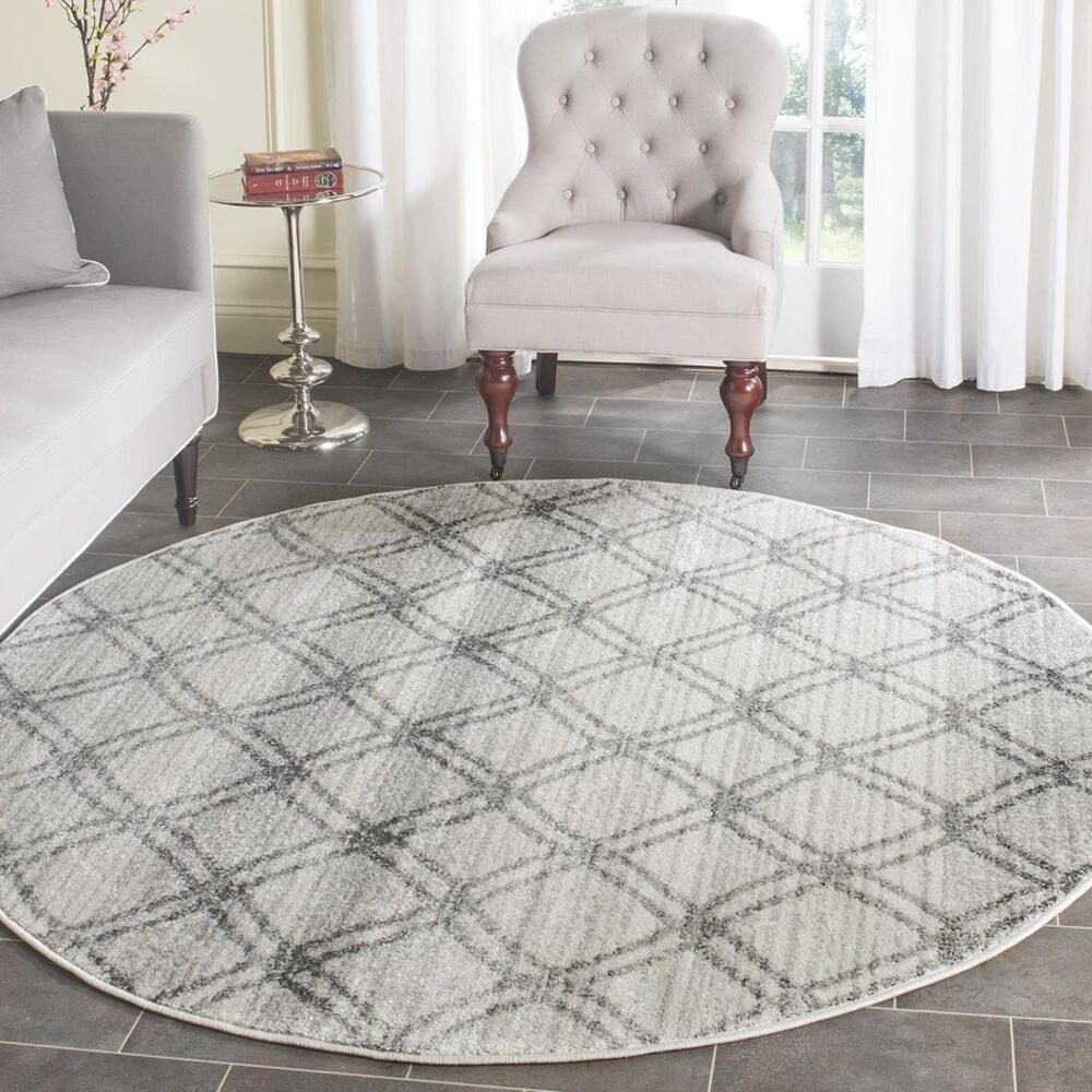 Safavieh Adirondack ADR105P-4R 4" x 4" Silver/Charcoal Round Rug, , large