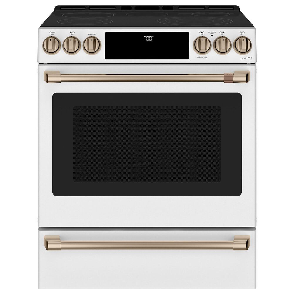 Cafe 2-Piece Kitchen Package with 30&quot; Slide-In Range and 1.7 Cu. Ft. Microwave Oven in Matte White, , large