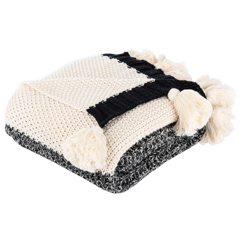 Safavieh Tensley 50&quot; x 60&quot; Throw in Black and Natural, , large