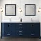 Lexora Home Jacques 80" Double Bathroom Vanity in Navy Blue with 2 cm White Cultured Marble Top and Rectangular Sinks, , large