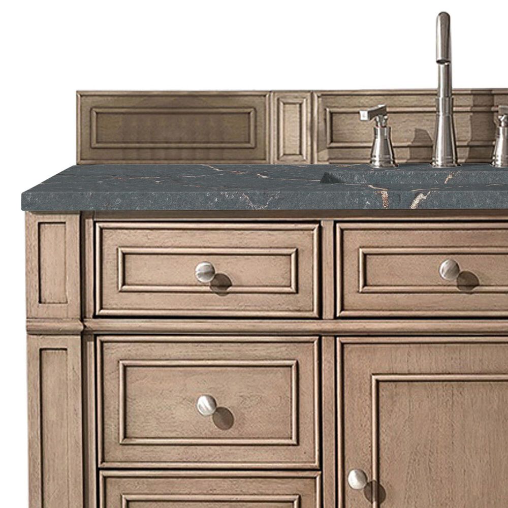 James Martin Vanities Bristol 48" Single Bathroom Vanity in Whitewashed Walnut with 3 cm Parisien Bleu Quartz Top and Rectangular Sink, , large