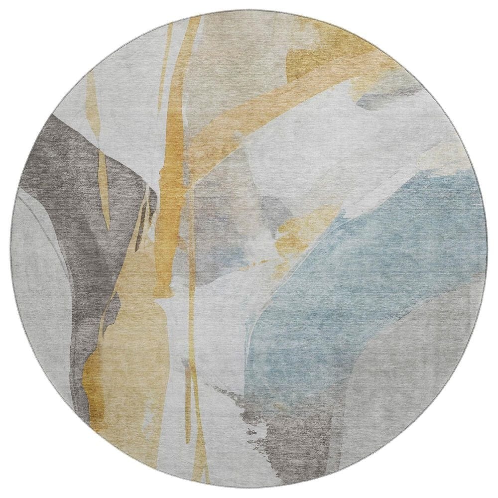 37B Ravenna RN7 8" Round Gold Area Rug, , large
