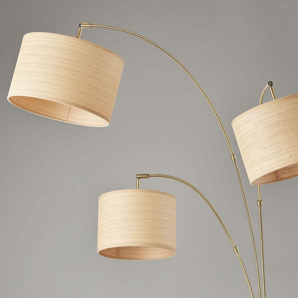 Adesso Bowery 3-Arm Arc Lamp and Shades in Antique Brass, , large