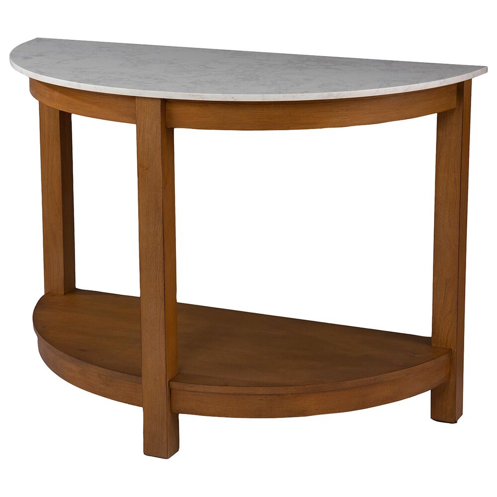 Southern Enterprises Chandlen Console Table in White Faux Marble and Natural, , large