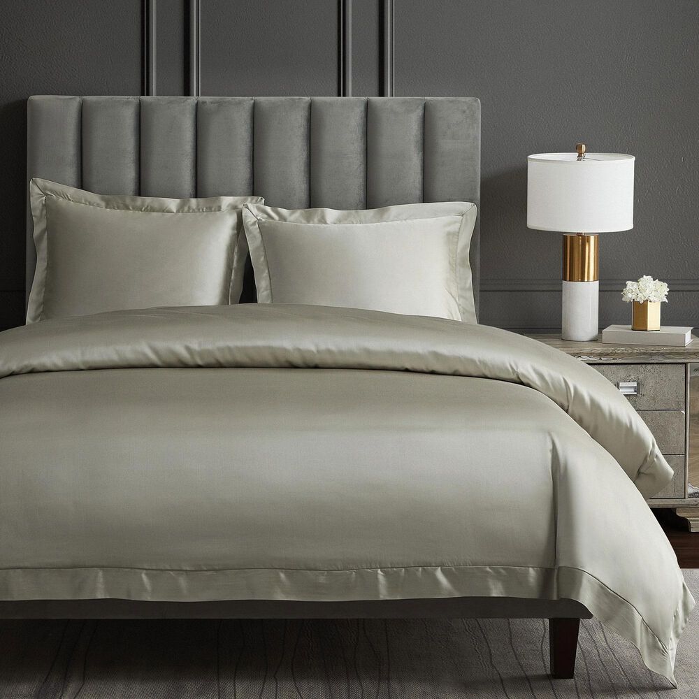 HiEnd Accents High Shine Satin 3-Piece Super Queen Duvet Set in Champagne, , large