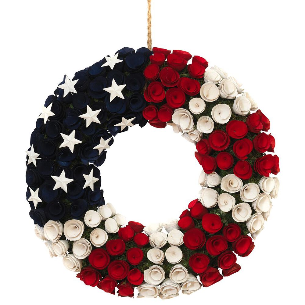 The Gerson Company 21.5" Americana Flower Wreath, , large
