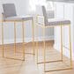 LumiSource Fuji High Back Barstool with Grey Fabric in Gold (Set of 2), , large