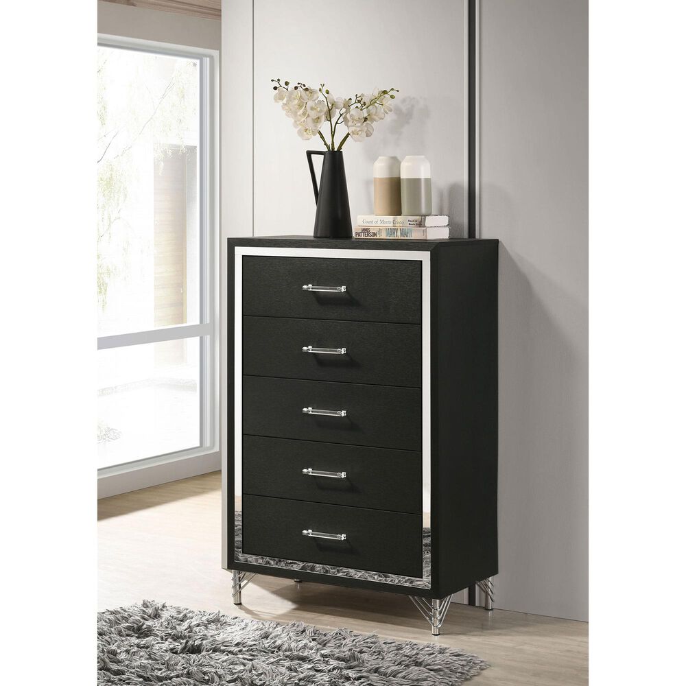 Coaster Lucia 5-Drawer Chest in Black and Chrome, , large