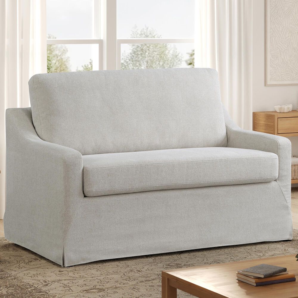 Lifestyle Solutions Harper Stationary Sleeper Loveseat in Oatmeal, , large