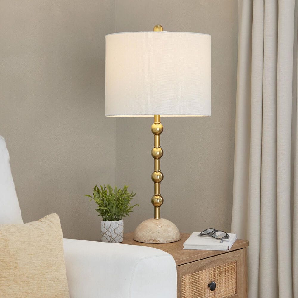 LumiSource Malibu Table Lamp with Off-White Shade in Gold (Set of 2), , large