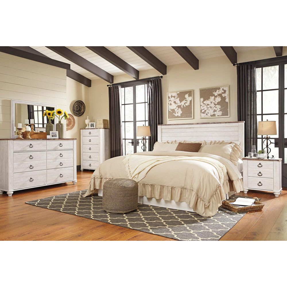 Ashley Willowton King/California King Panel Headboard in Whitewash, , large