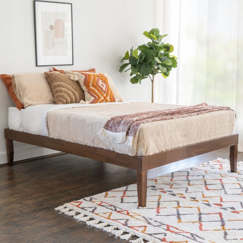 Linon Home Decor Polly Full Platform Bed in Rich Walnut, , large