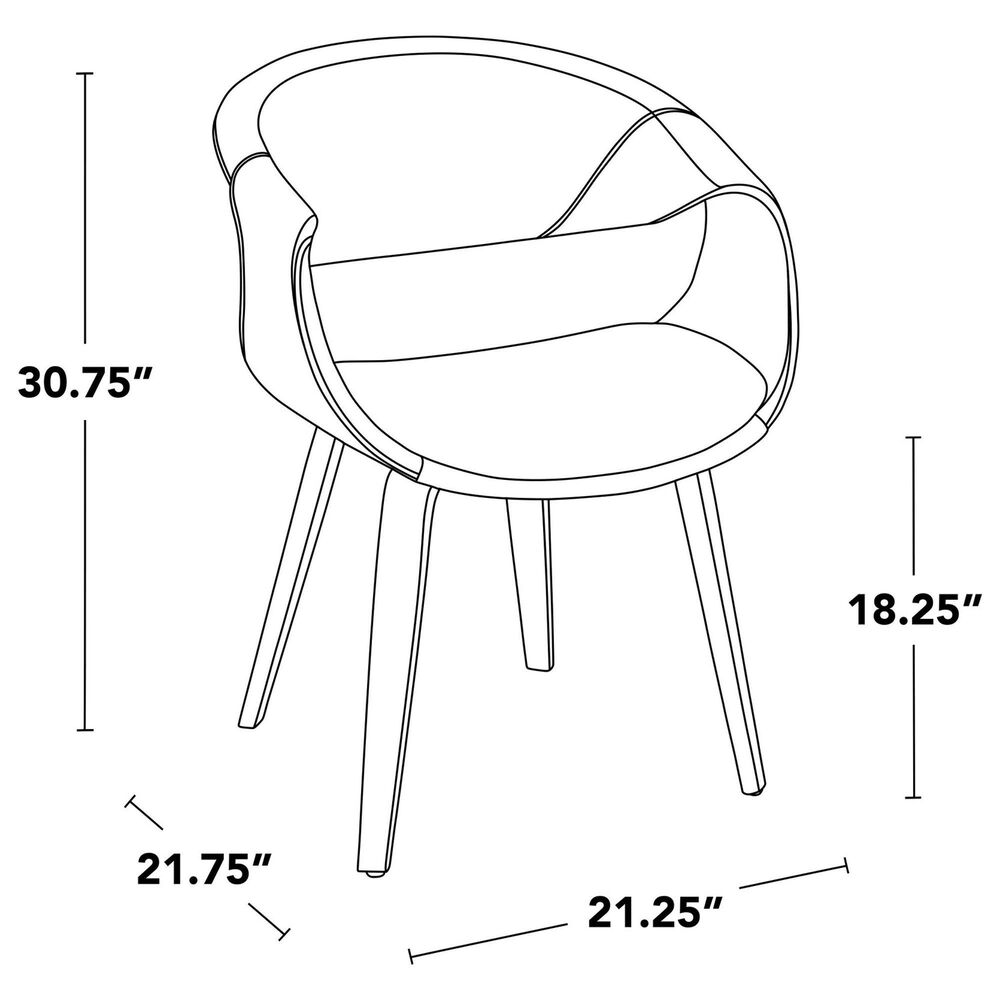 LumiSource Curvo Contemporary Upholstered Chair in Whitewashed Wood and Light Grey Faux Leather by LumiSource - Set of 2, , large