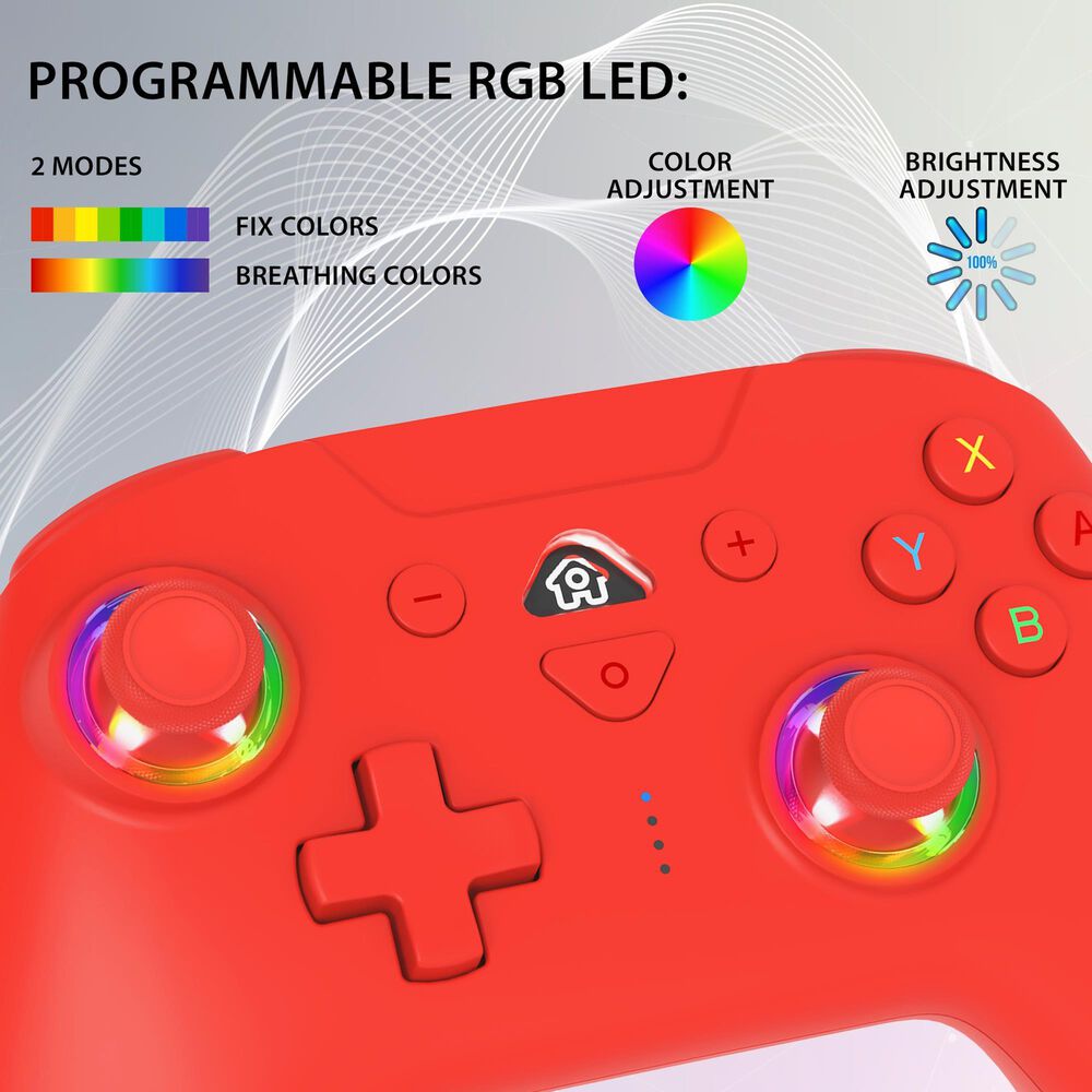 SUBSONIC Wireless LED Controller in Red - Nintendo Switch, , large