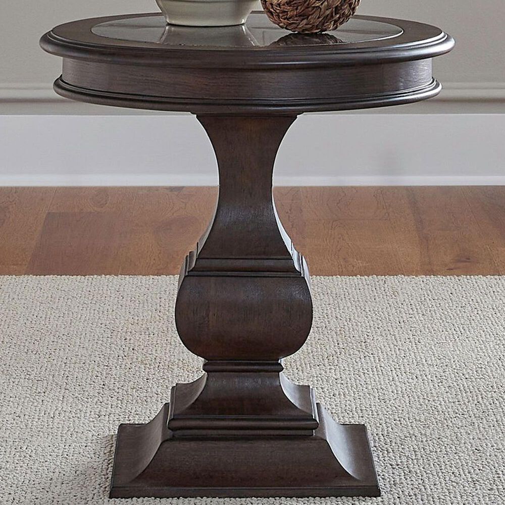 Belle Furnishings Provence Park Round End Table in Chateau Brown, , large