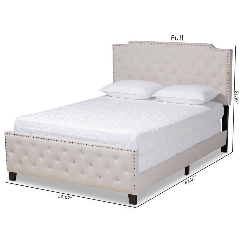 Baxton Studio Marion Full Panel Bed with Beige Upholstered in Black, , large