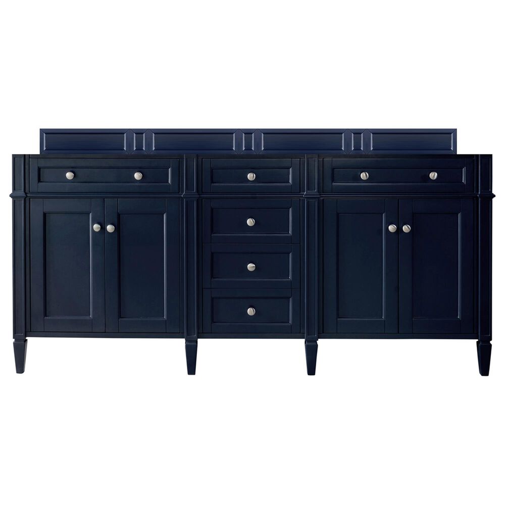 James Martin Vanities Brittany 72&quot; Double Bathroom Vanity in Victory Blue with 3 cm Victorian Silver Quartz Top and Rectangular Sinks, , large