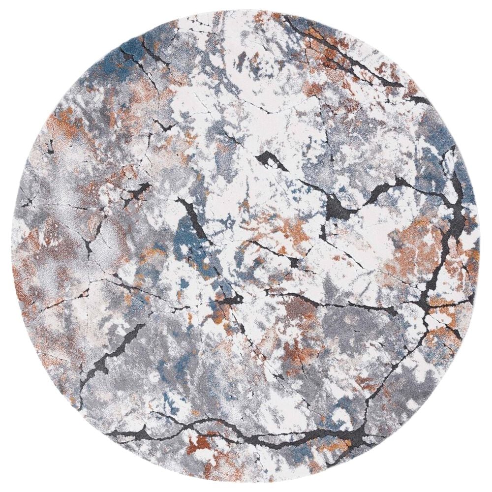 Safavieh Cyrus Shag CYR142F 6"7" Round Grey and Ivory Area Rug, , large