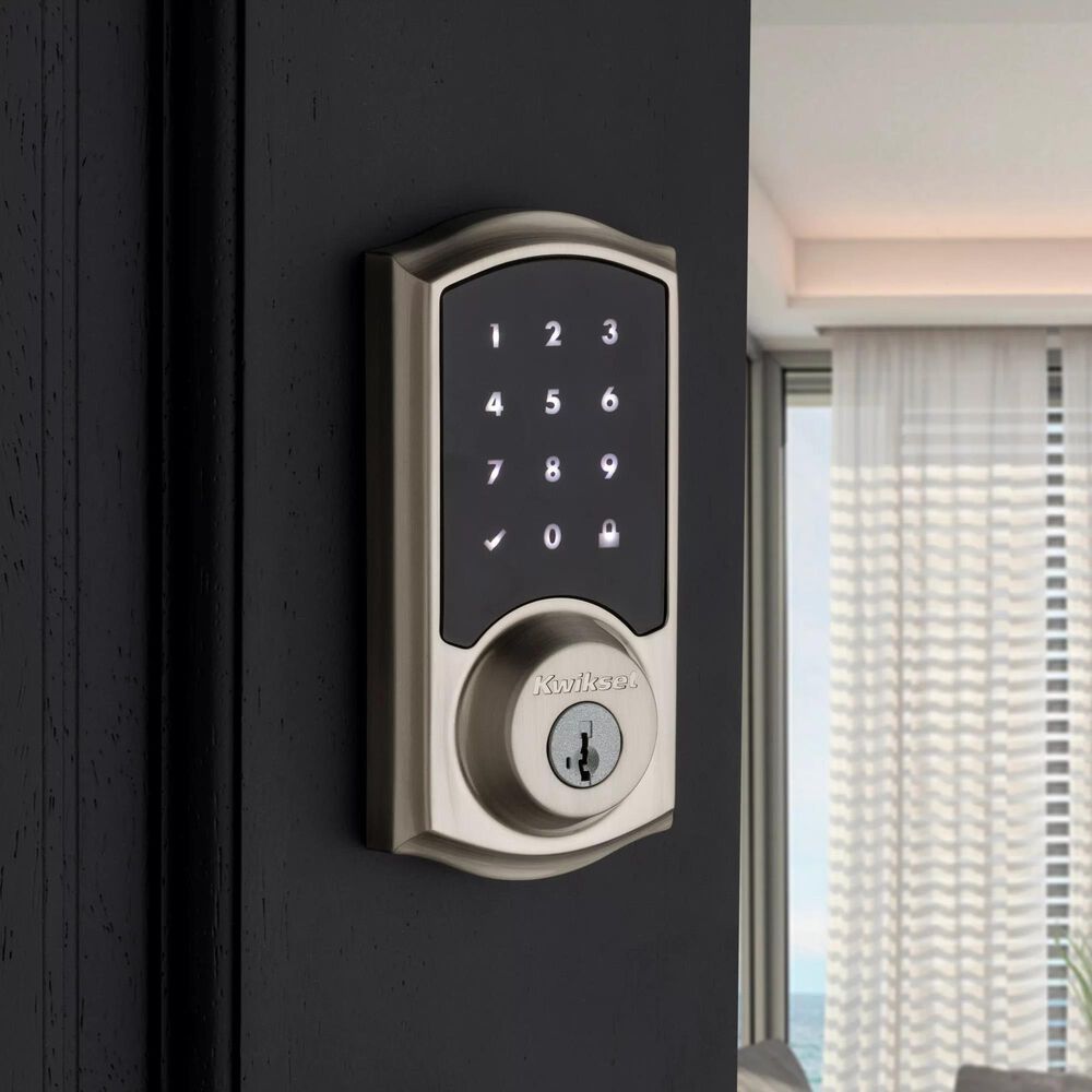 Kwikset SmartCode 916 Traditional Smart Touchscreen Electronic Deadbolt Door Lock with Z-Wave Technology in Satin Nickel, , large