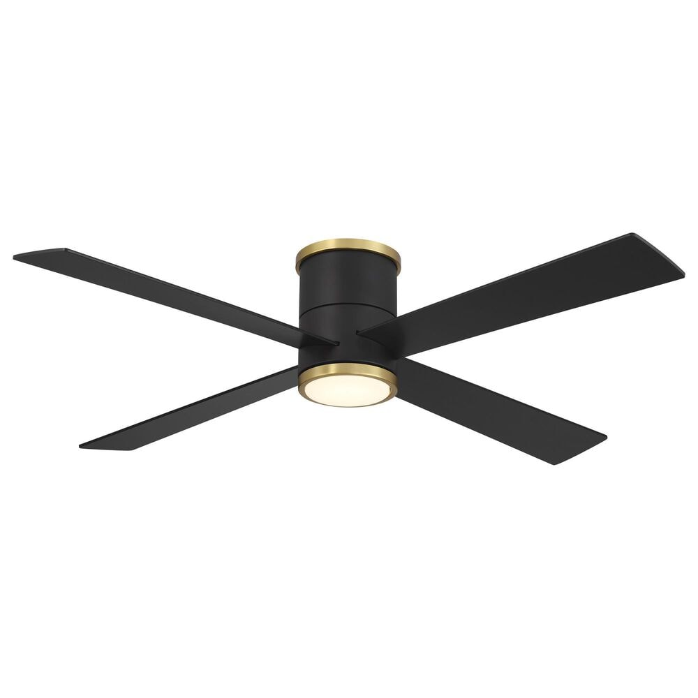 Minka-Aire Falco 54" Flush Mount Ceiling Fan with LED Light in Coal and Soft Brass, , large
