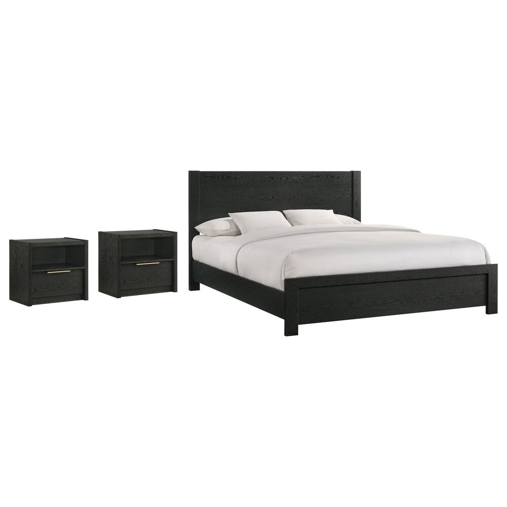 Mayberry Hill South Bend King Panel Bed with Two Nightstands in Black, , large