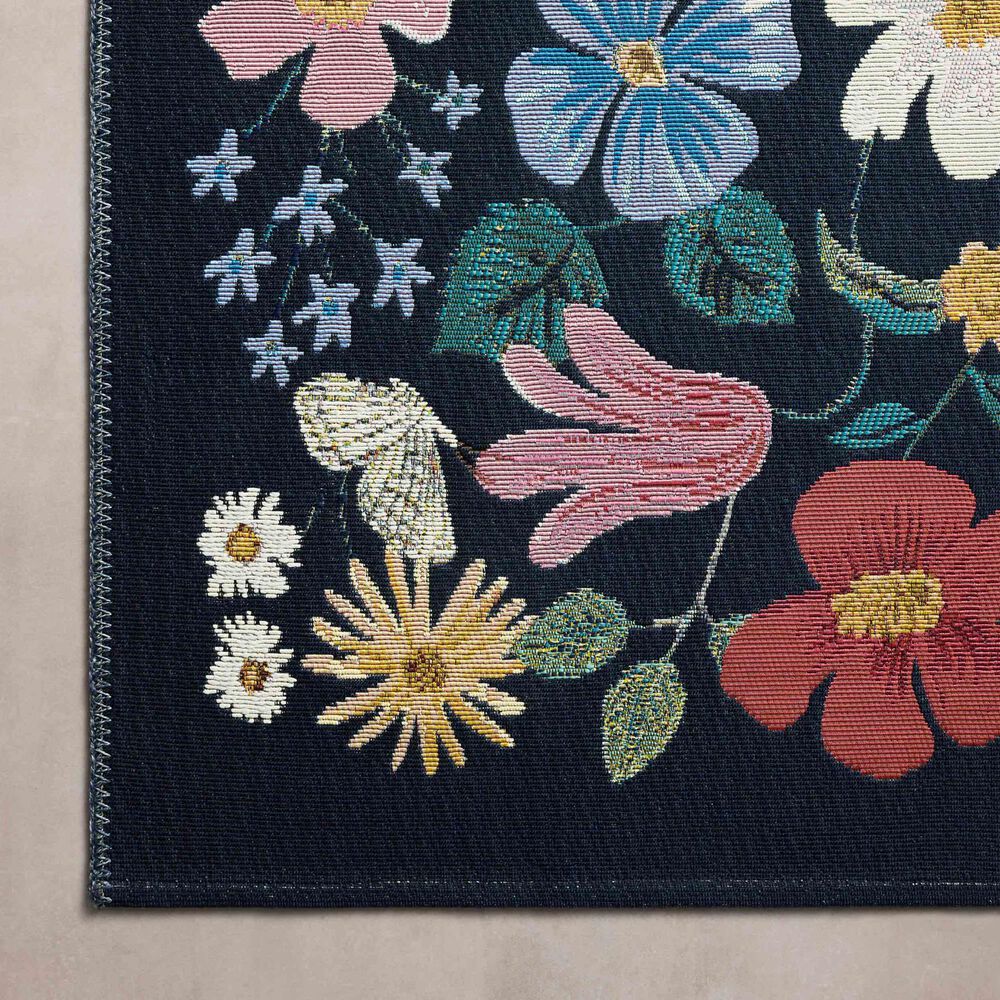 Rifle Paper Co Perennial Strawberry Fields 5&#39;3&quot; x 7&#39;8&quot; Black Area Rug, , large