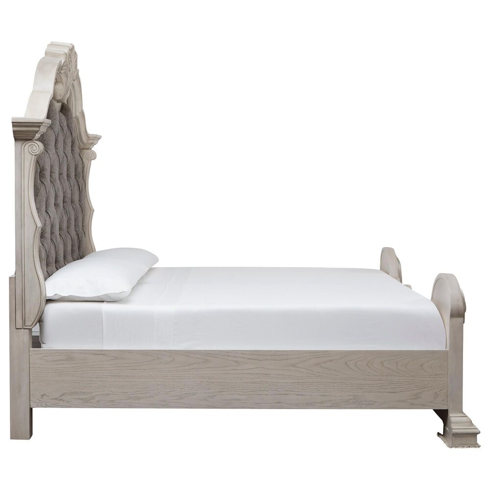 Millenium Bruchandi California King Upholstered Panel Bed in Antiqued White, , large