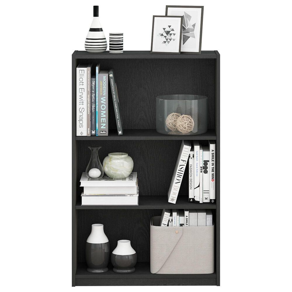 HOMLUX 3-Tier Display Bookshelf with Adjustable Shelves in Blackwood, , large